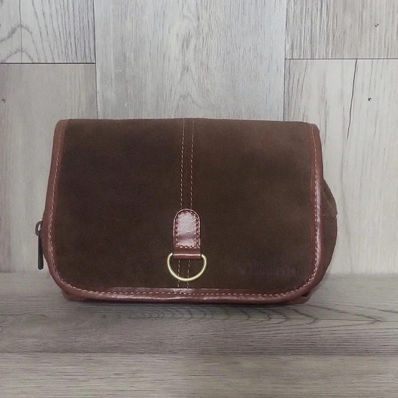 🛍Villena Brown Suede Multi Pocket Hanging Foldable Toiletry Bag‎ - Picture 1 of 14